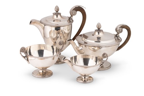 Lot 510 - A George V silver 4-piece tea set