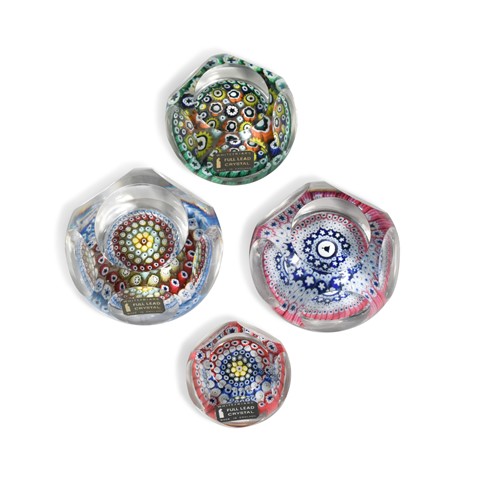 Lot 35 - A group of four Whitefriars faceted millefiori glass paperweights