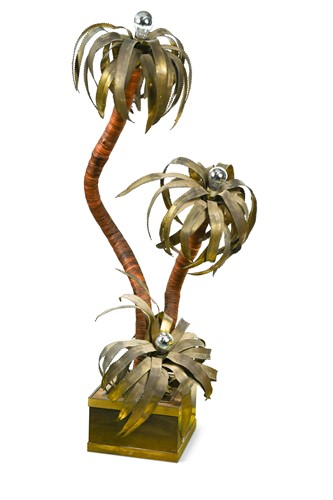 Lot 332 - A French brassed metal palm tree floor lamp, circa 1970
