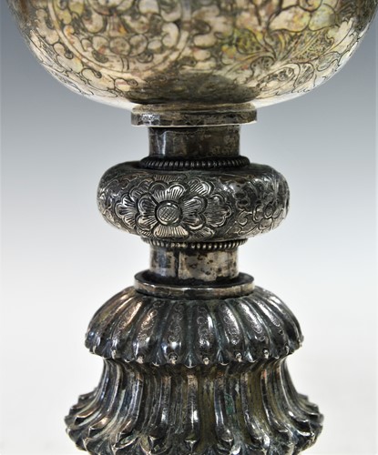 Lot 127 - A Tibetan silver votive butter lamp, 18th/19th century