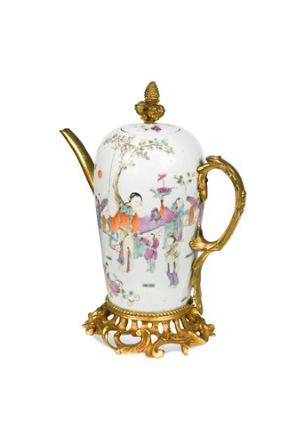 Lot 21 - A Chinese ormolu mounted porcelain spouted jug, Tongzhi, 1861 - 1875