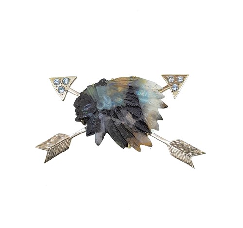 Lot 125 - A boulder opal and diamond brooch
