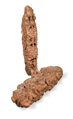 Lot 262 - A pair of Indian carved hardwood corner roof-beam braces
