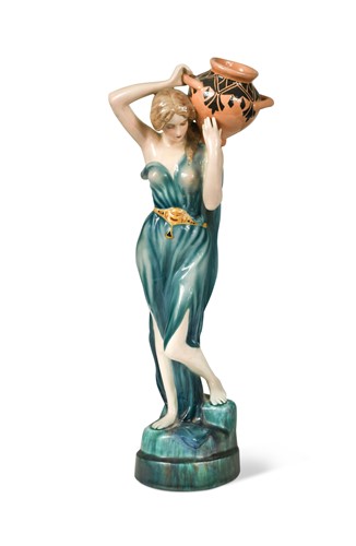 Lot 62 - A Goldscheider pottery figurine of a classical maiden