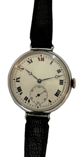 Lot 325 - Longines - A Sterling silver trench style wristwatch