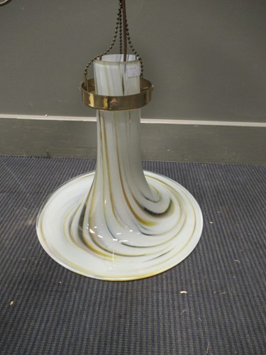 Lot 401 - A two tone glass ceiling light with brass...