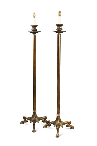 Lot 377 - A pair of Neo-classical style faux-bronze standard lamps by 'Chielsom Lighting'