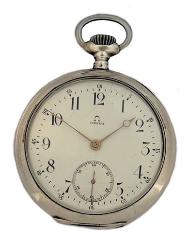 Lot 278 - Omega - A Swiss silver open faced pocket watch