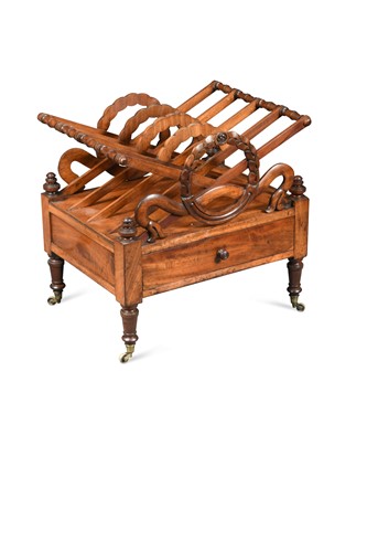 Lot 384 - A mahogany canterbury in the manner of Lowndes, circa 1820