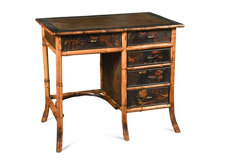 Lot 367 - A bamboo and lacquer desk, 19th century