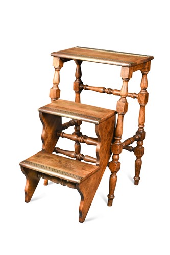 Lot 389 - A set of Victorian beech framed metamorphic library steps