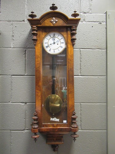 Lot 171 - A walnut wall clock with Roman chapter ring,...