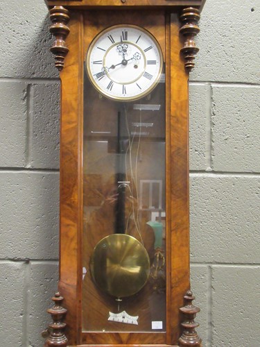 Lot 171 - A walnut wall clock with Roman chapter ring,...