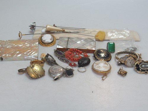 Lot 177 - three chains, tested as 9ct gold, and a seed...