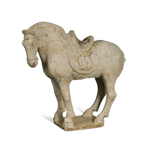 Lot 1 - A pottery model of a standing horse, Tang Dynasty, probably late 7th to early 8th century