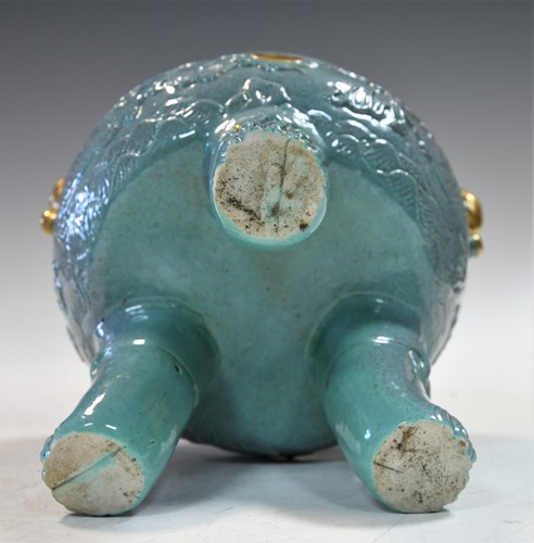 Lot 14 - A Chinese robin's egg glazed tripod censer, 18th/19th century