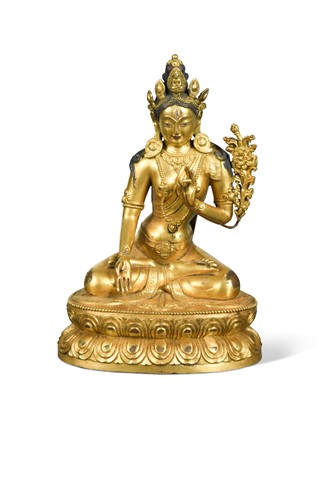 Lot 52 - A Chinese gilt bronze figure of the seated Maitreya