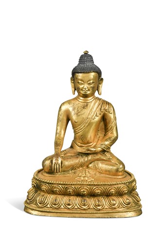 Lot 51 - A Chinese gilt bronze figure of Buddha seated in meditation