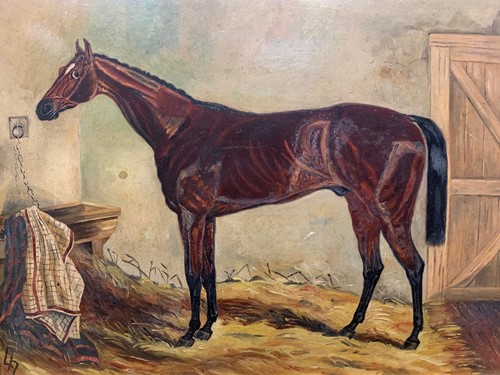 Lot 280 - British School Portrait of a chestnut hunter...