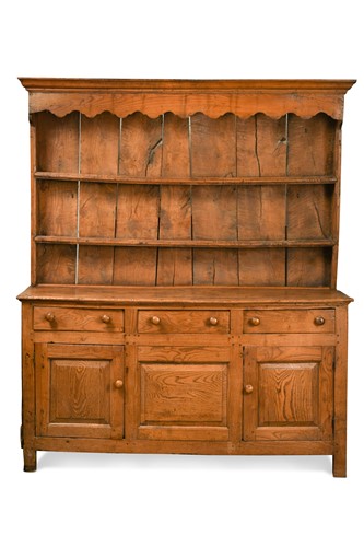 Lot 116 - A pale elm shelf-back dresser, late 18th century
