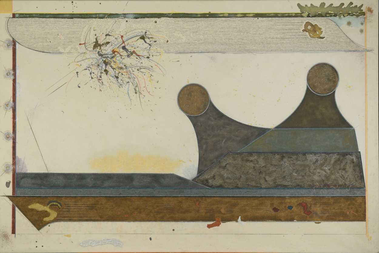 Lot 312 - Kent Jones oil and mixed media on canvas laid...