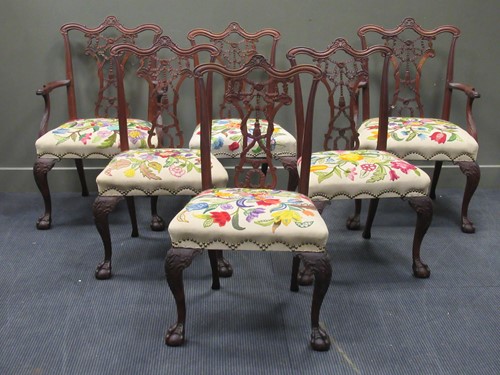 Lot 484 - A set of six modern Chippendale style dining...