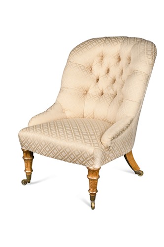 Lot 348 - A George IV gilt-framed button-back armchair