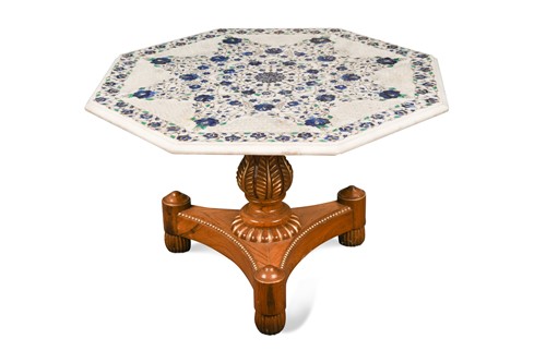 Lot 267 - A Mughal type  alabaster topped table, late 20th century