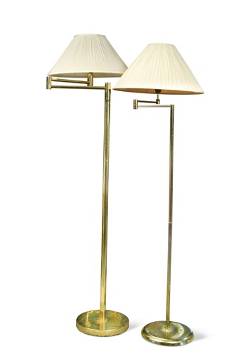 Lot 382 - A matched pair of brass reading lamps