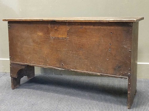 Lot 354 - A 17th century and later elm six plank chest,...