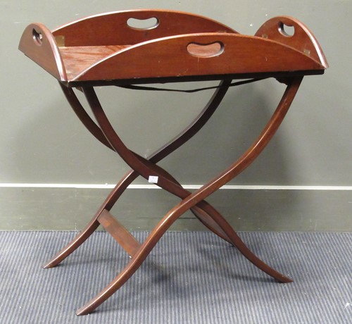 Lot 310 - A mahogany butlers tray on folding stand 60 x...