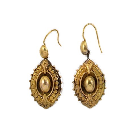 Lot 22 - A pair of Victorian ear pendants