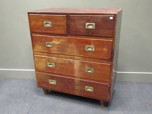 Lot 318 - A campaign chest, with two over three long...