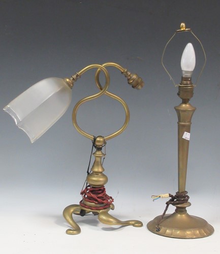 Lot 82 - An Arts & Crafts Benson style brass lampshade...