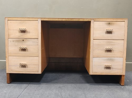 Lot 361 - An Art Deco leather inset satinwood desk, 78 x...