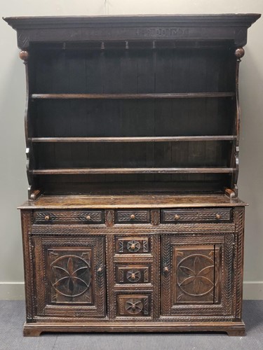 Lot 483 - An 18th century and later oak dresser, 200 x...