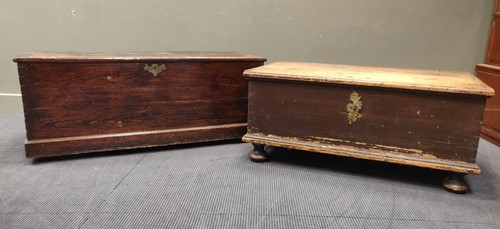 Lot 360 - Two stained pine blanket boxes, 49 x 128 x...