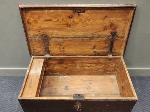 Lot 360 - Two stained pine blanket boxes, 49 x 128 x...