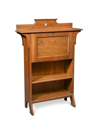 Lot 203 - An Arts and Crafts oak bureau, in the manner of Liberty