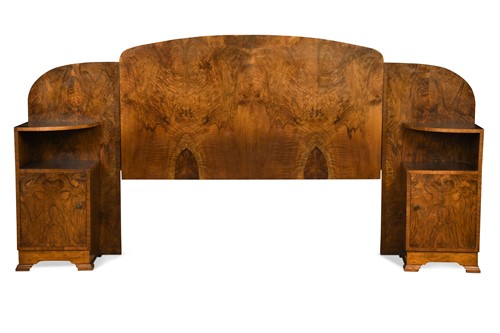 Lot 242 - An Art Deco walnut bed head