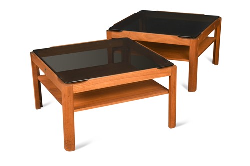Lot 554 - A pair of Myers teak lamp tables, 1970s