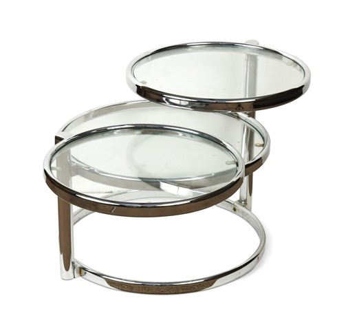 Lot 302 - A three-tier glass and chrome occasional table, circa 1970s
