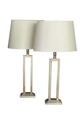 Lot 186 - A pair of modern chrome table lamps