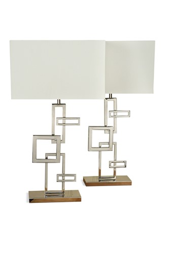 Lot 187 - A pair of modern chrome table lamps