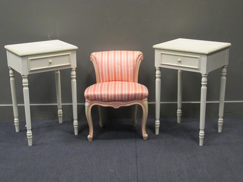 Lot 370 - A pair of white painted bedside table, both...