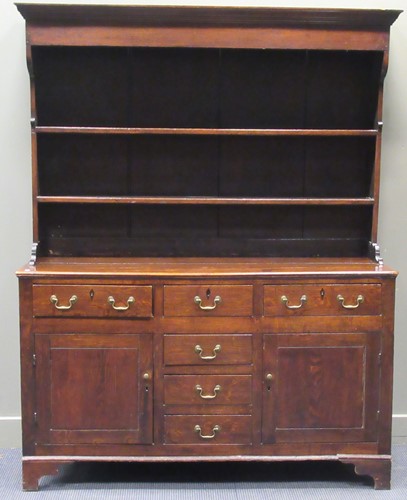 Lot 383 - A late 18th century Welsh oak dresser, the...