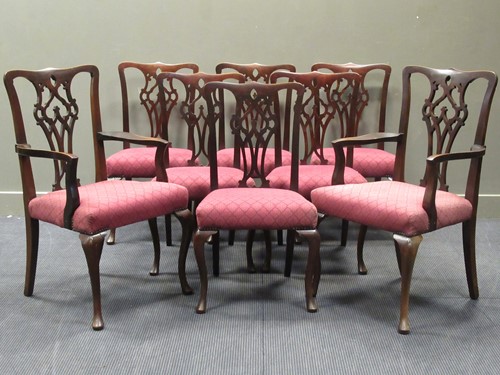 Lot 334 - A set of eight Georgian style mahogany dining...