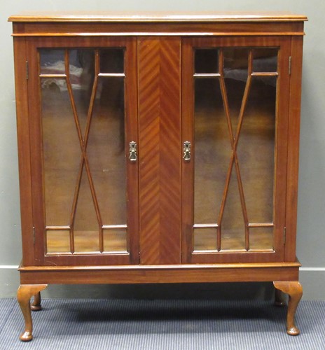Lot 332 - A 20th century mahogany glazed display cabinet...