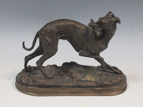 Lot 156 - A spelter model of a greyhound, 18cm high