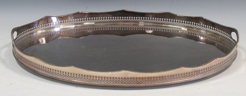 Lot 221 - An EPNS two-handled gallery tray, 59cm wide